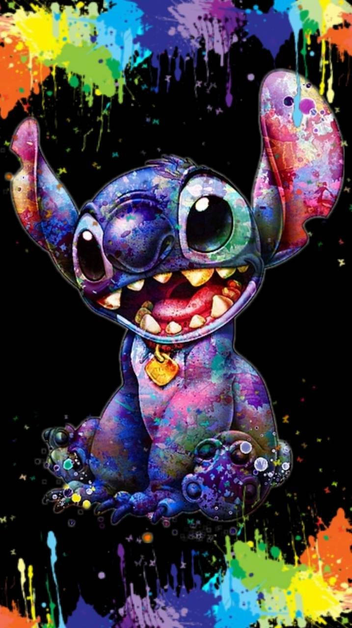 Wallpaperin Portuguese: Papel De Parede Do Telefone Com O Desenho Animado Do Stitch Da Disney. Papel de Parede