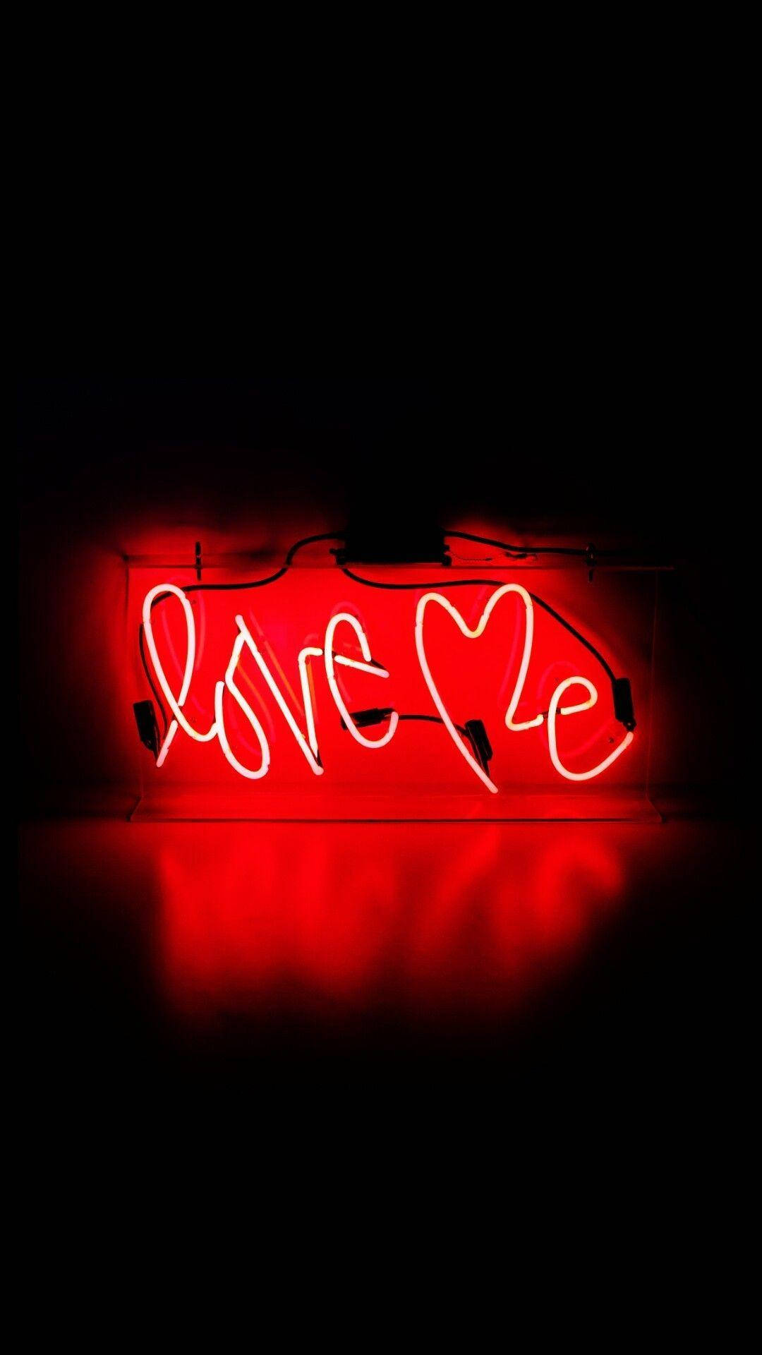 Vermelhoestética Neon Ame-me. Papel de Parede