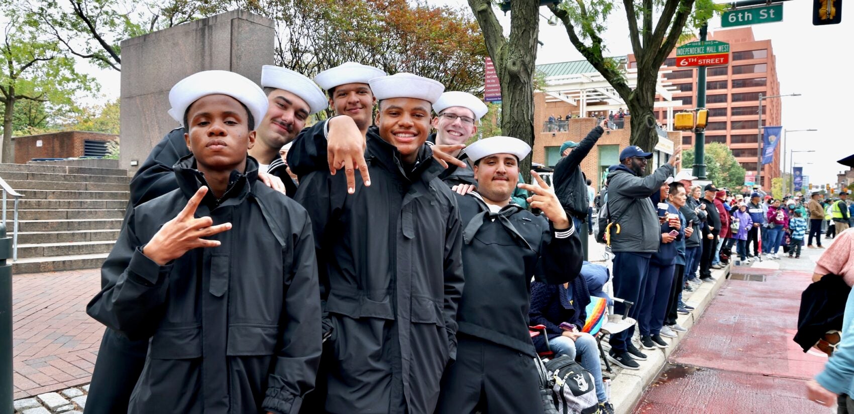 2025 10 13-e lee-philadelphia-navy marines 250th parade lassen crew Crew members of the USS Lassen pose for a picture