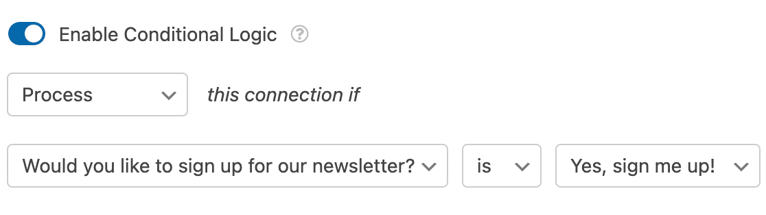 Un esempio di regola di logica condizionale per Mailchimp