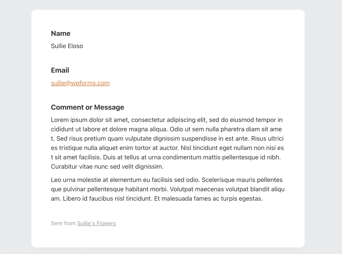 Um exemplo de uma mensagem de correio eletrónico de notificação utilizando a opção de modelo moderno