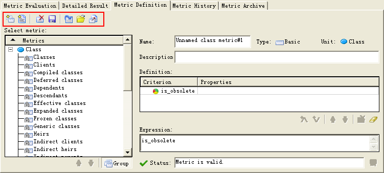 Main toolbar buttons