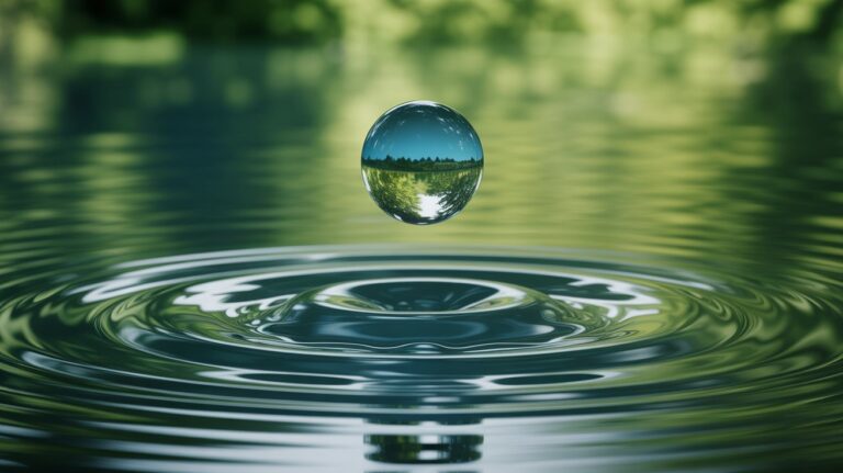 image of a drop of water creating ripples in a serene pond