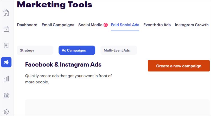 a screenshot of a Eventbrite Ad Campaign setup page