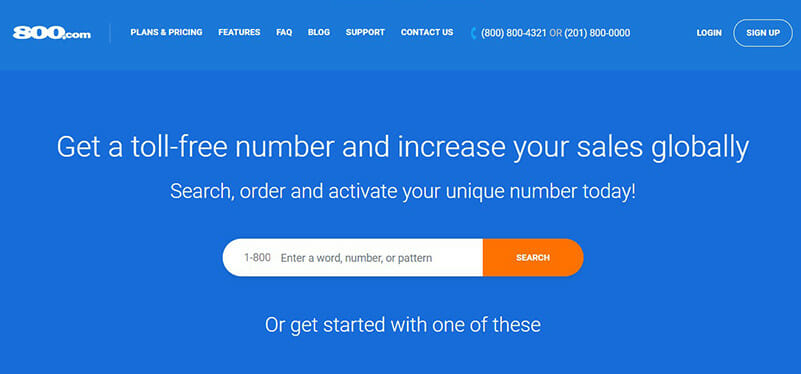 800.com is a Vanity Phone Number Provider with the Best Selection of True 800 Numbers