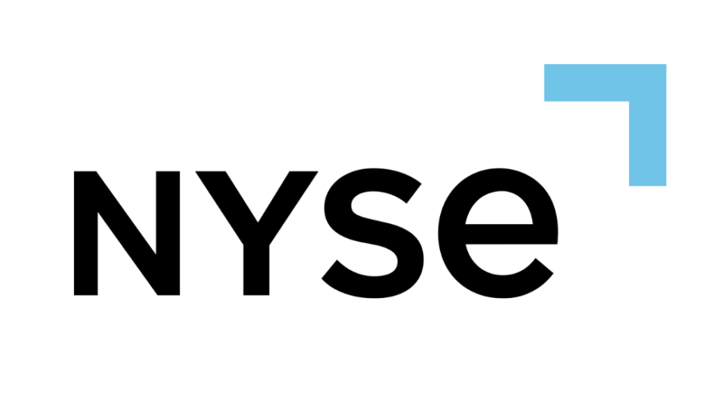 Floor Talk features a bold logo of the NYSE, with "NYSE" in striking black letters beside Judy Shaw, set against a stylized blue square with a cut-out corner in the top right.