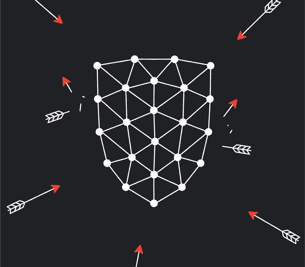 Escudo de defensa con líneas de cuadrícula blancas