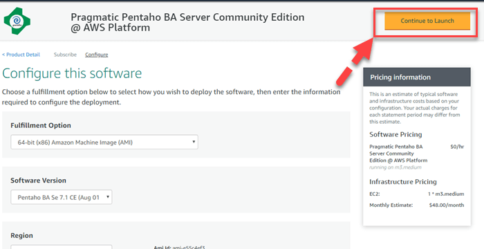 Εγκαταστήστε το Pentaho στο AWS