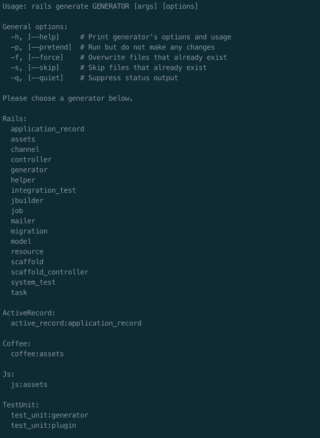 Rails – Générer des commandes
