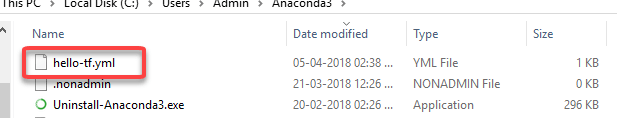 Create .yml File to Install Tensorflow