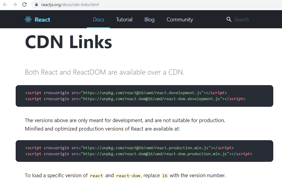 Χρήση ReactJS από το CDN
