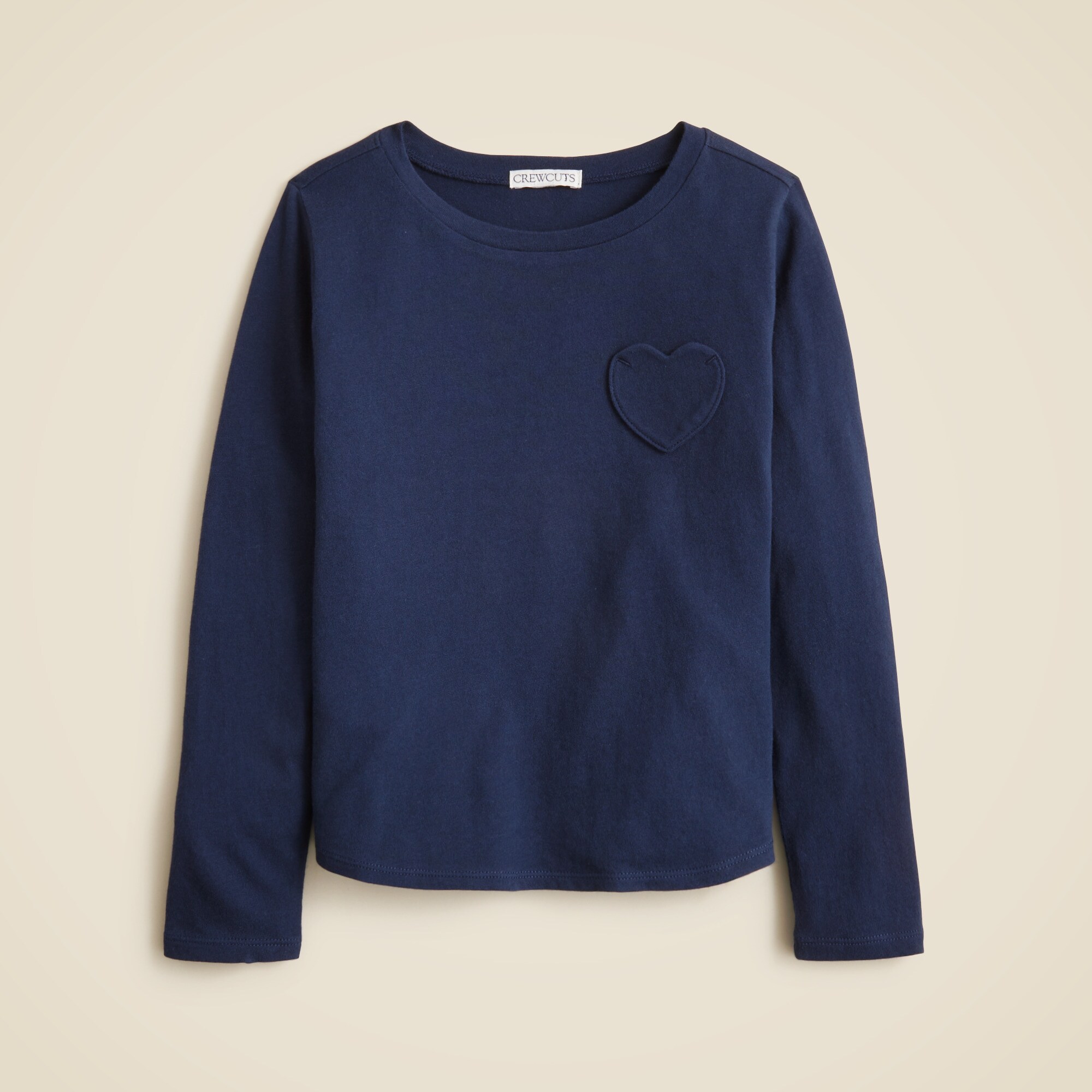 girls Girls' long-sleeve heart-pocket T-shirt in vintage jersey