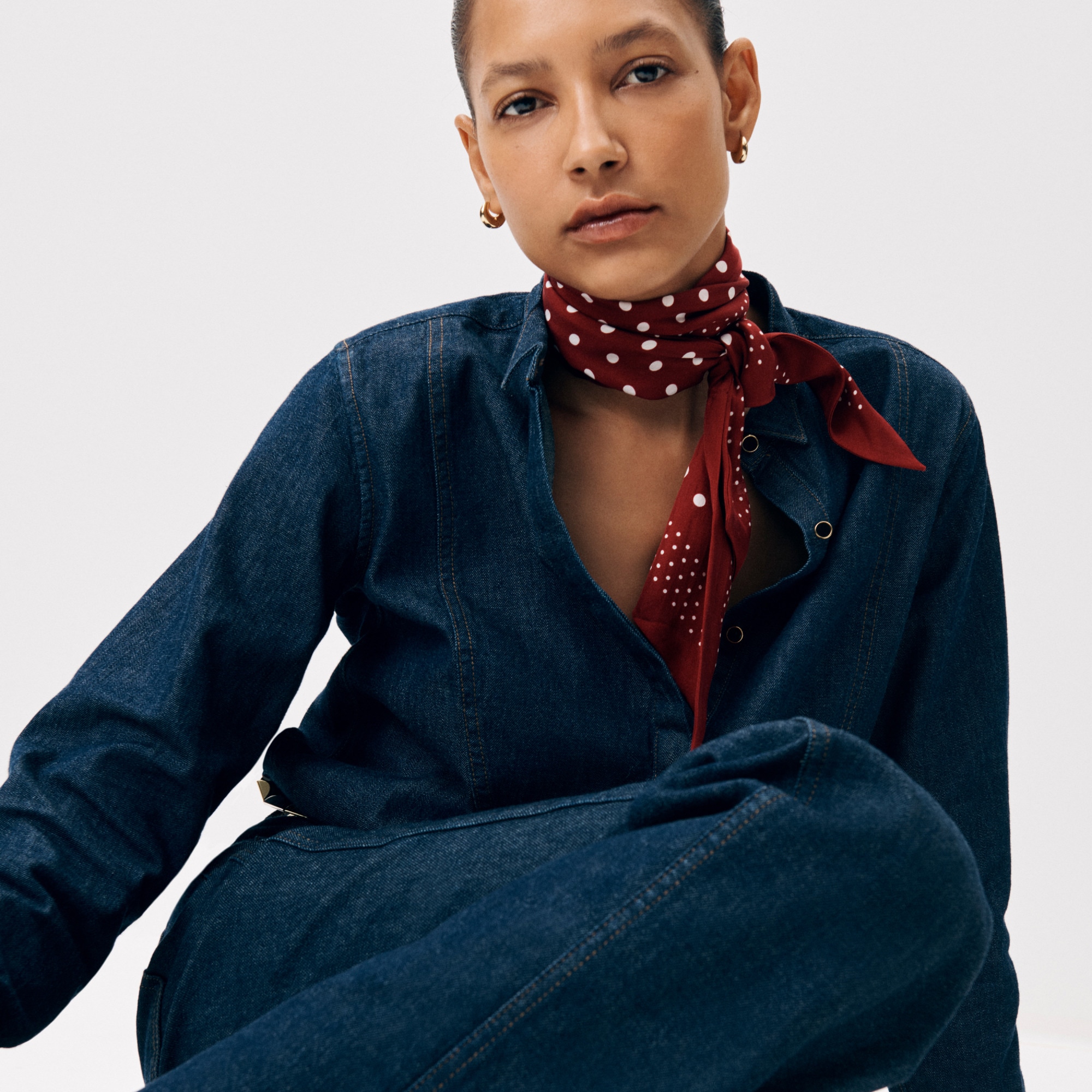 womens Jules tuxedo shirt in denim