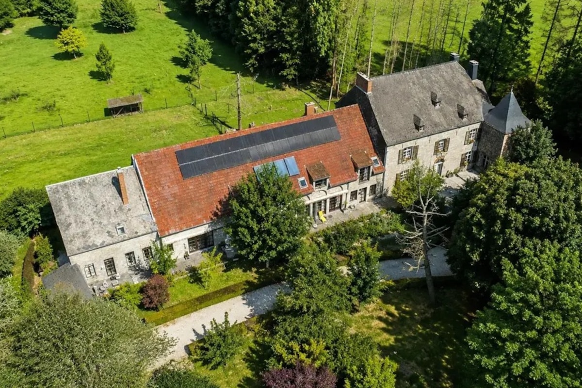 C’est le corps de logis du château qui est mis en vente. La grange aménagée, face à lui, ne l’est pas.