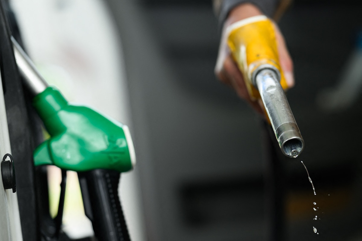 Diesel drips out of a fuel hose at a petrol station in Saint-Etienne-de-Montluc, western France, on April 15, 2026, as US-Israel war on Iran, launched on February 28, has roiled global energy and equities markets, sending oil prices skyrocketing after Tehran virtually closed the key Strait of Hormuz. (Photo by Loic VENANCE / AFP)
