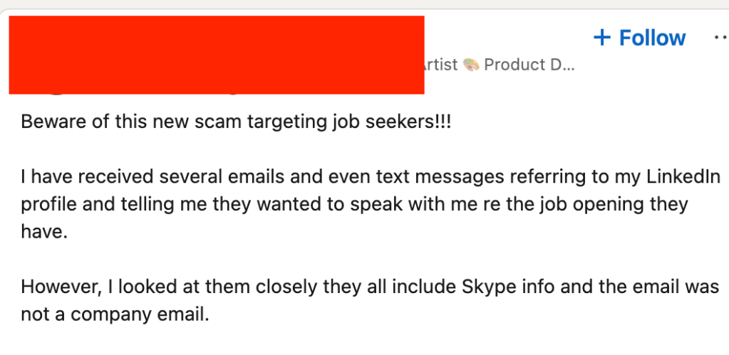 Linkedin scam email screenshot