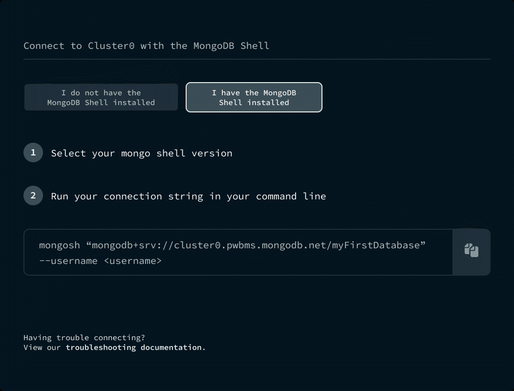 Imagem do MongoDB Atlas Connect à sua imagem de banco de dados