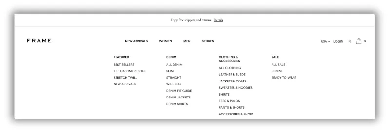 frame's site navigation