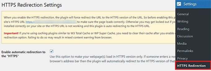 Enable automatic HTTPS redirection Enable automatic HTTPS redirection