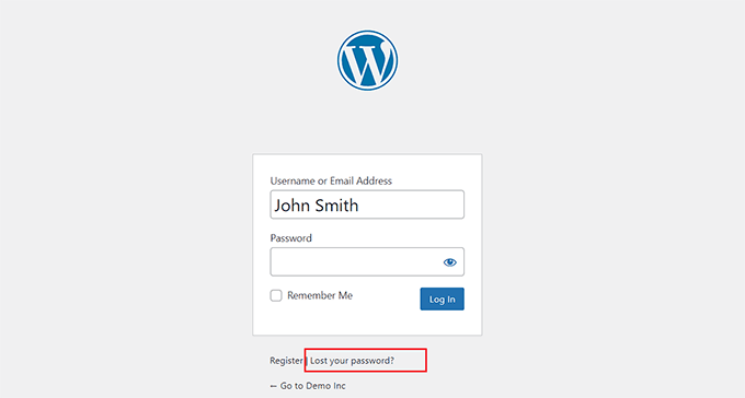 Click the Lost your password? link Click the Lost your password? link