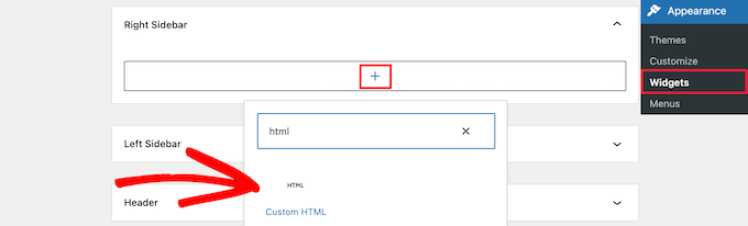 Add HTML widget block Add HTML widget block