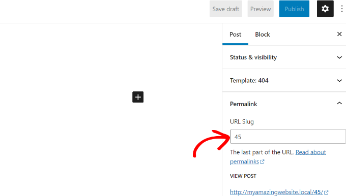 Change slug in block editor Change slug in block editor