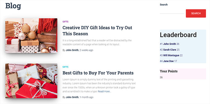 Point system widget preview Point system widget preview