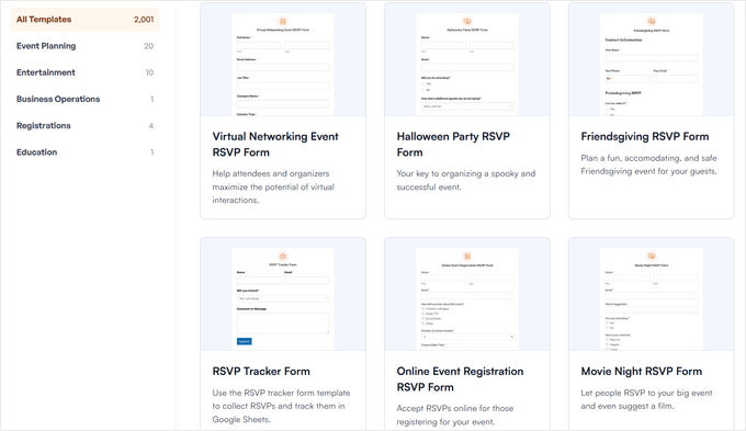 Modelli di modulo RSVP Modelli di modulo RSVP