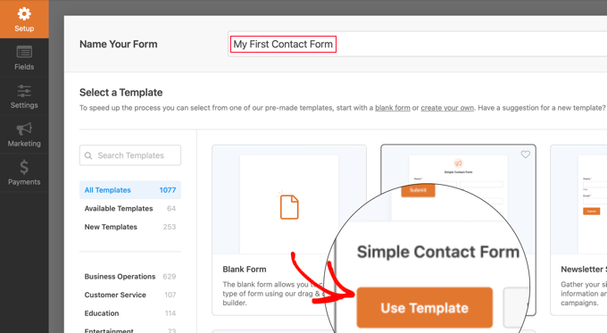 Create a new contact form Create a new contact form