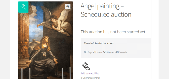 Auction product page Auction product page