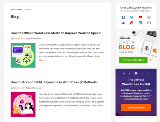 WPBeginner Blog Sayfası WPBeginner Blog Sayfası