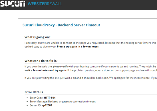 Sucuri 504 error Sucuri 504 error