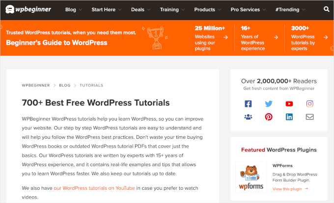 WPBeginner's WordPress tutorials WPBeginner's WordPress tutorials