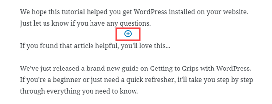Hinzufügen eines neuen Blocks, wo Sie Ihre horizontale Linie wünschen Hinzufügen eines neuen Blocks, wo Sie Ihre horizontale Linie wünschen