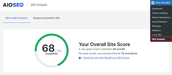 AIOSEO score AIOSEO score
