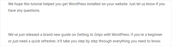So erscheint der Abstandhalter-Block auf einer Seite oder einem Beitrag So erscheint der Abstandhalter-Block auf einer Seite oder einem Beitrag