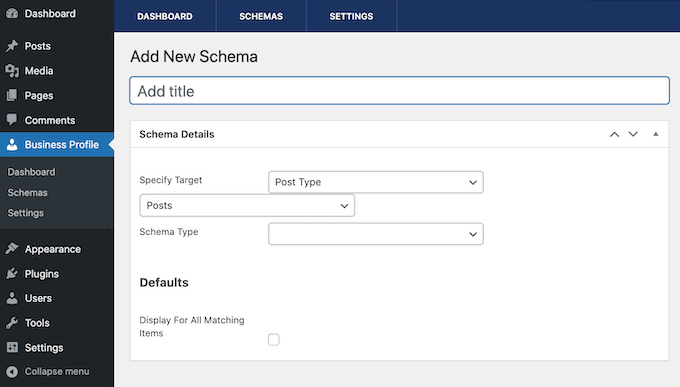 Configuring the default schema for your WordPress website Configuring the default schema for your WordPress website
