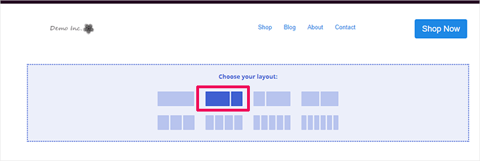 Scegli layout