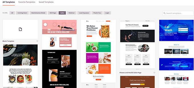 Scegli un modello per creare una pagina prodotto