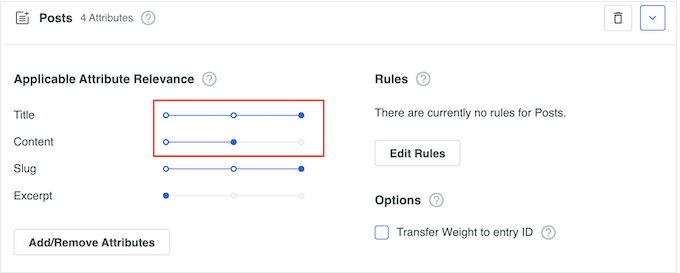 Customizing the applicable attributes relevance slider Customizing the applicable attributes relevance slider