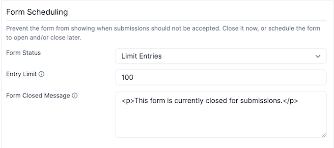 Limiting form submissions using Formidable Forms Limiting form submissions using Formidable Forms